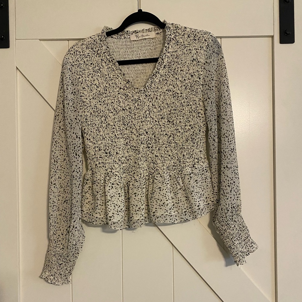 Women's Black and White Speckled Top